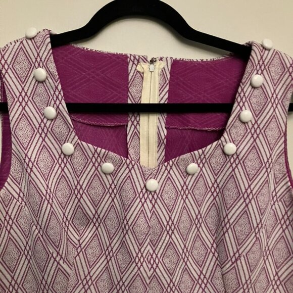 Vintage Magenta Dress with Buttons - Picture 3 of 7